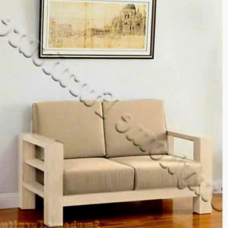 ChunKy White : Ghế Sofa Đôi Gỗ Sồi Kèm Nệm